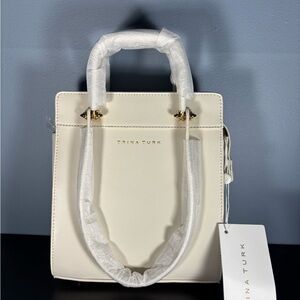 Trina Turk Off White Structured Top-Handle Tote Bag